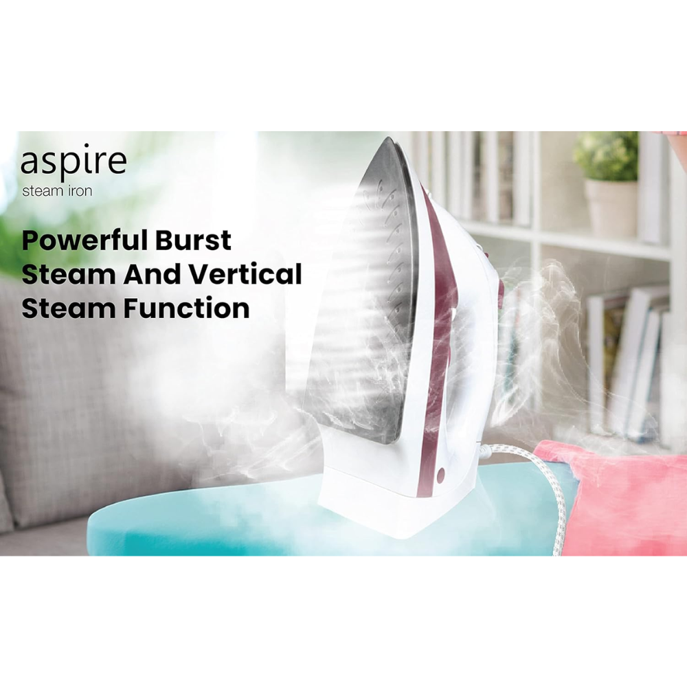Havells ABS Aspire, 1400 Watts Steam Iron Press with Steam Burst Anti Drip Function (Red)