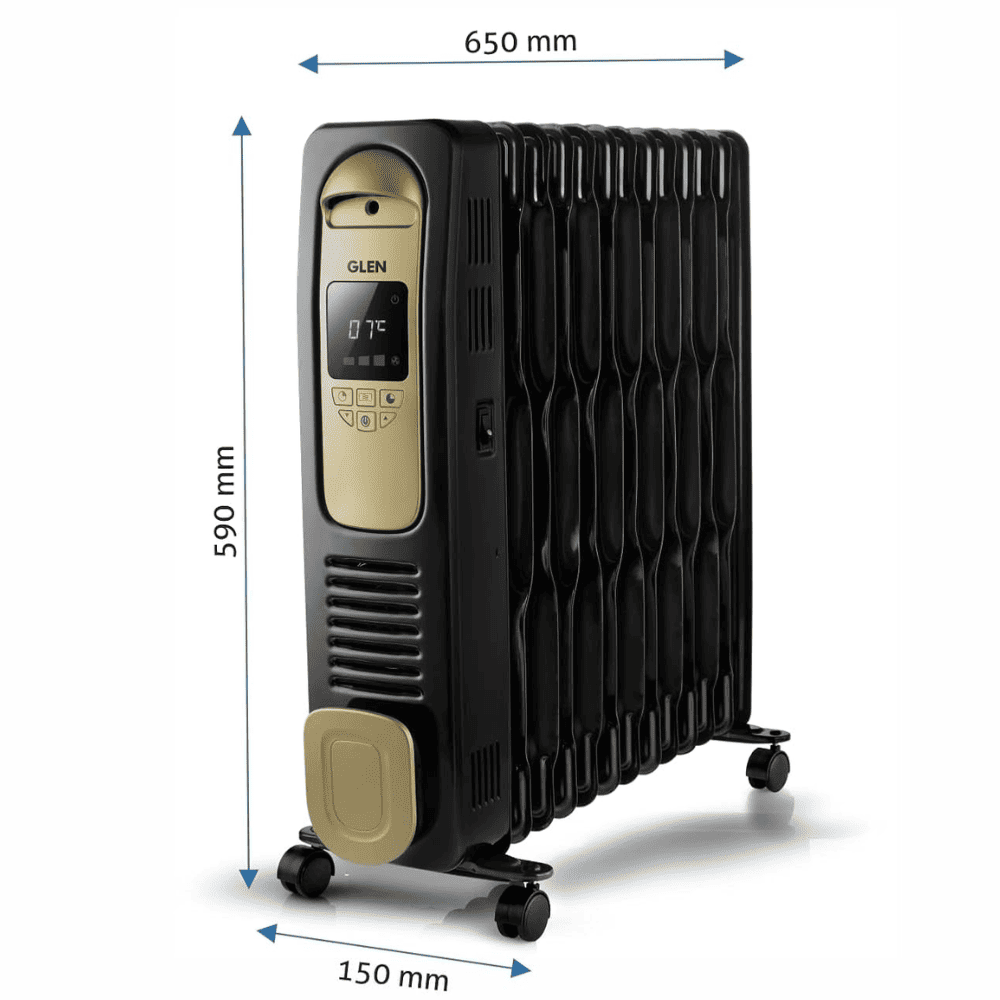 Glen 11 Straight Fins 2900 Watts Electric Oil Filled Digital Room Heater with PTC Fan (Black)