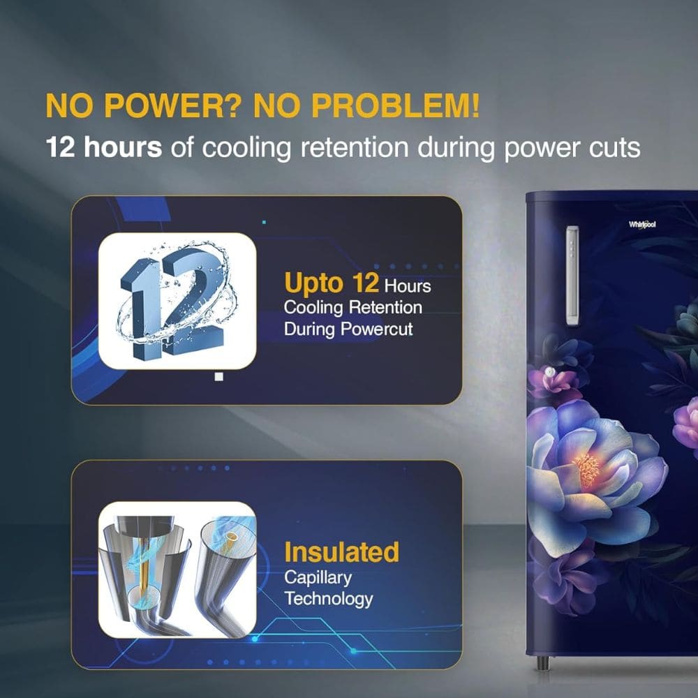 Whirlpool 190 Ltrs 1 Star, Inverter Direct Cool, Single Door Refrigerator (205 IMPC PRM 1S SAPPHIRE)