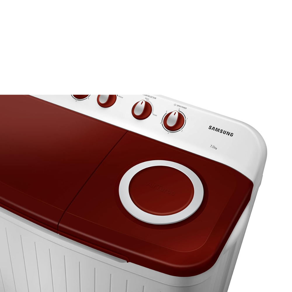 Samsung 7 Kg 5 Star Semi Automatic Top Load Washing Machine (WT70C3000RR, Red & White)