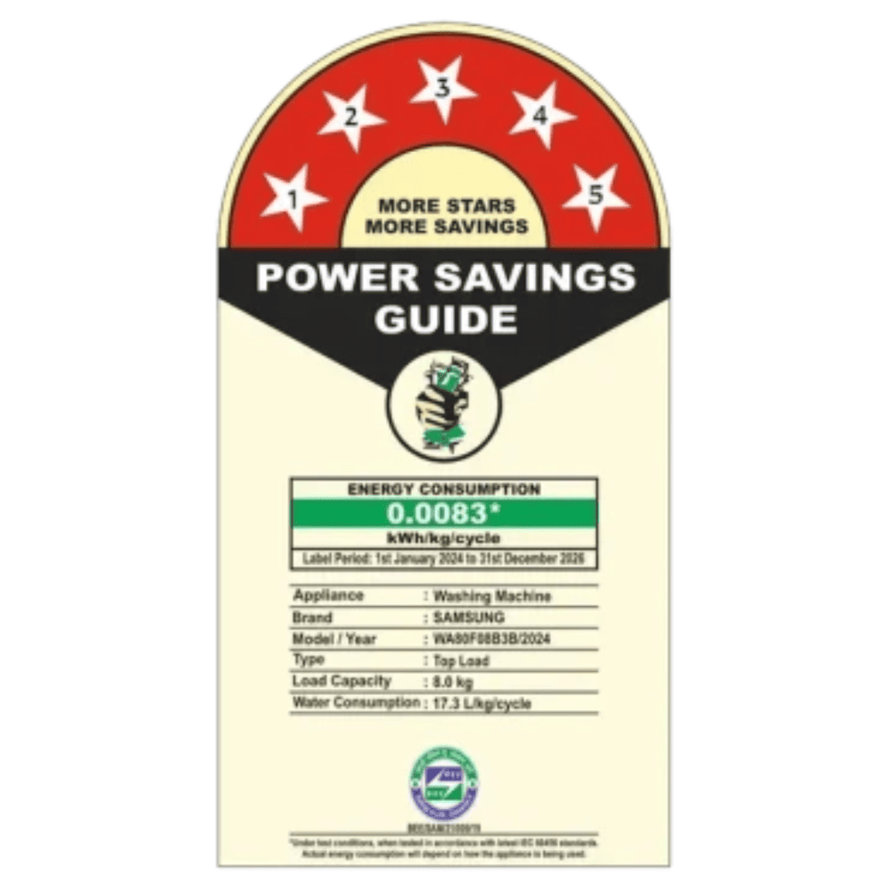 Samsung 8 Kg 5 Star Fully-Automatic Top Load Washing machine (WA80F08B3B,Middle Black)