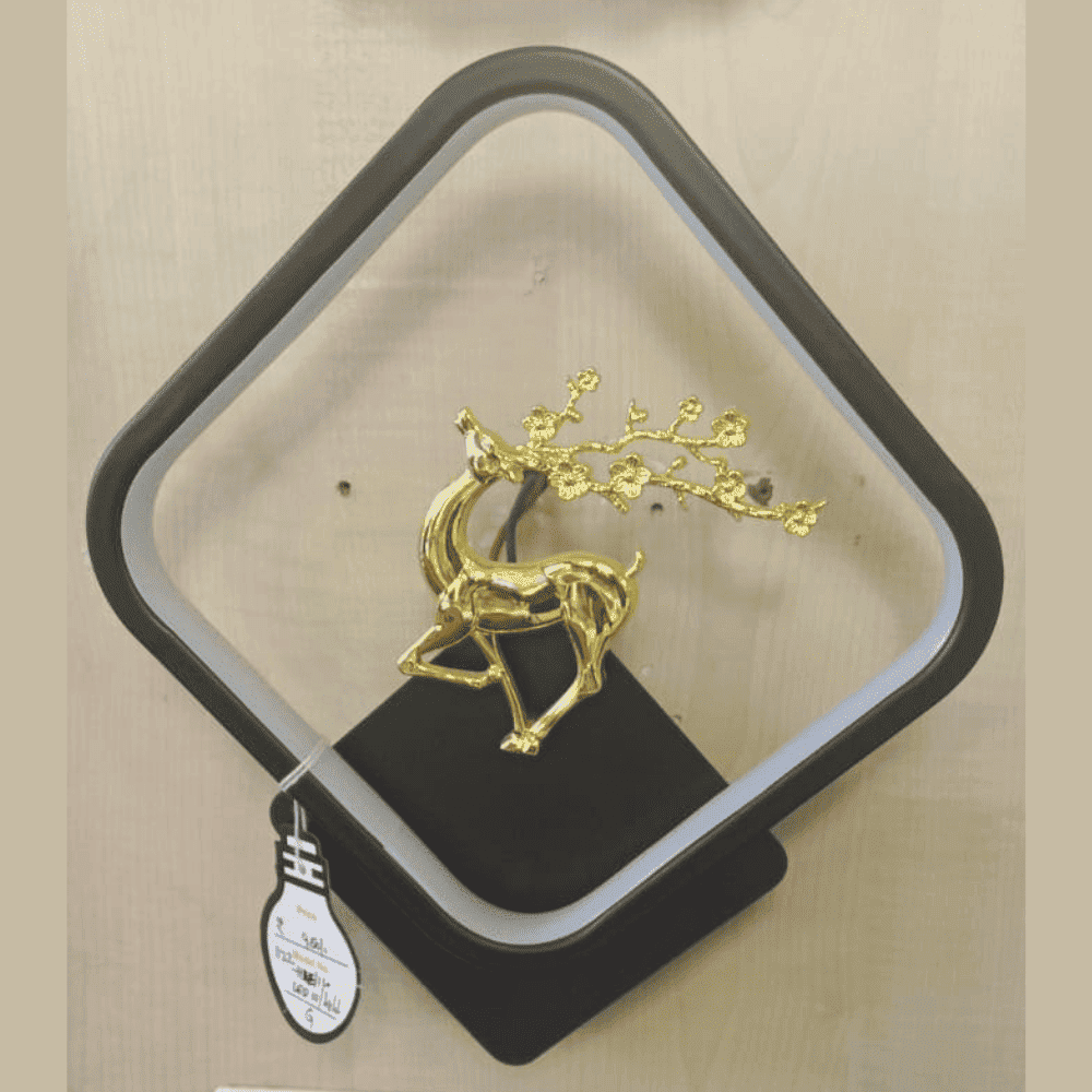 Wall Golden Square Wall Decor Light 3 Color Lighting ( Sq. Decor Light hiran, Cool White)