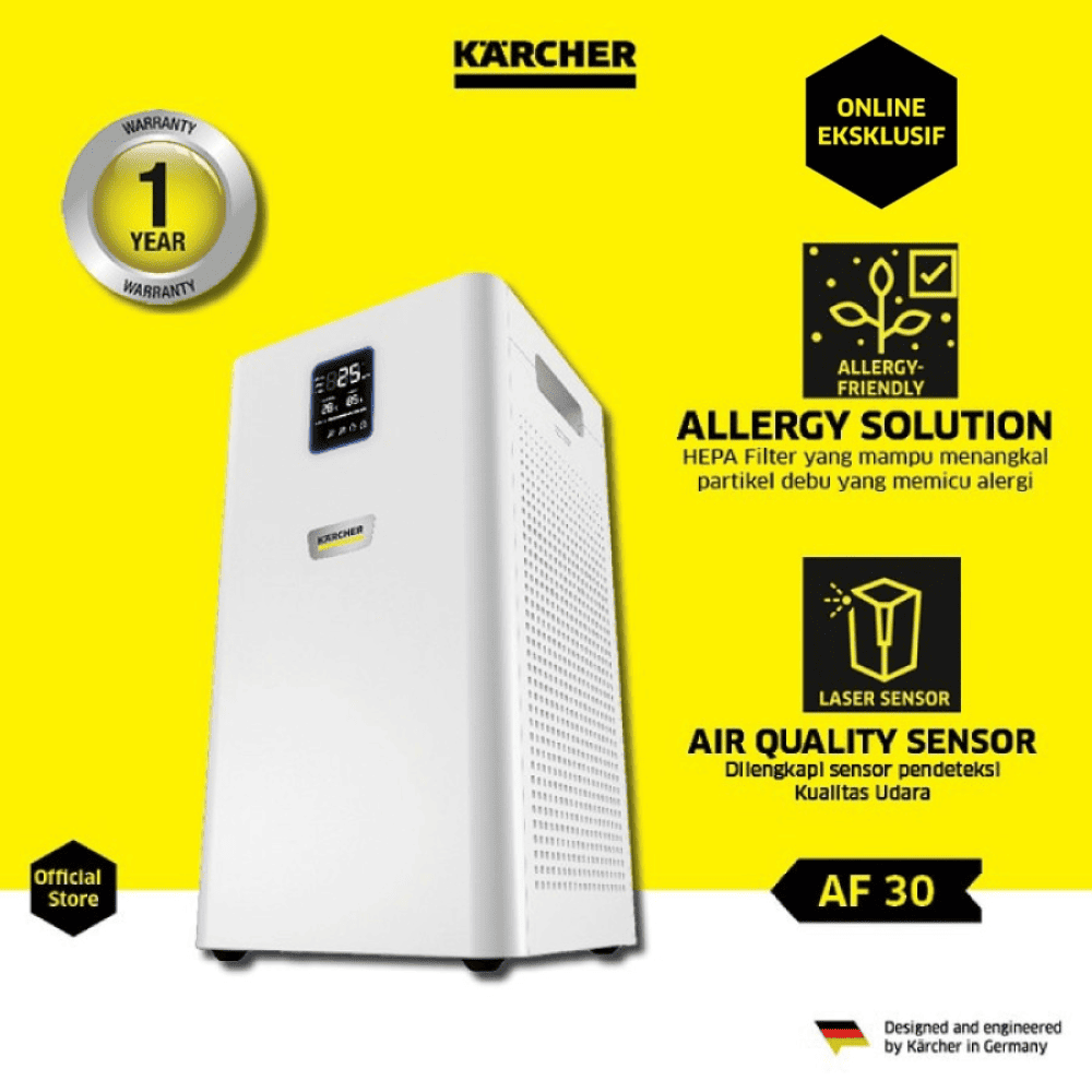 Karcher AF30 Dual H13 HEPA & Activated Carbon Filters Air Purifier with Air Quality Display