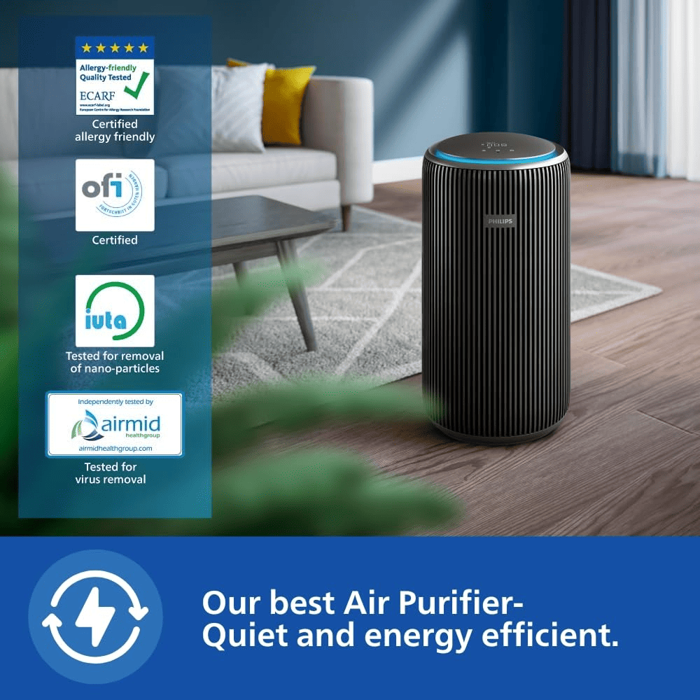 Philips AC4221/63, Portable Smart Air Purifier, HEPA +Double Carbon Combi Filter (Metallic)