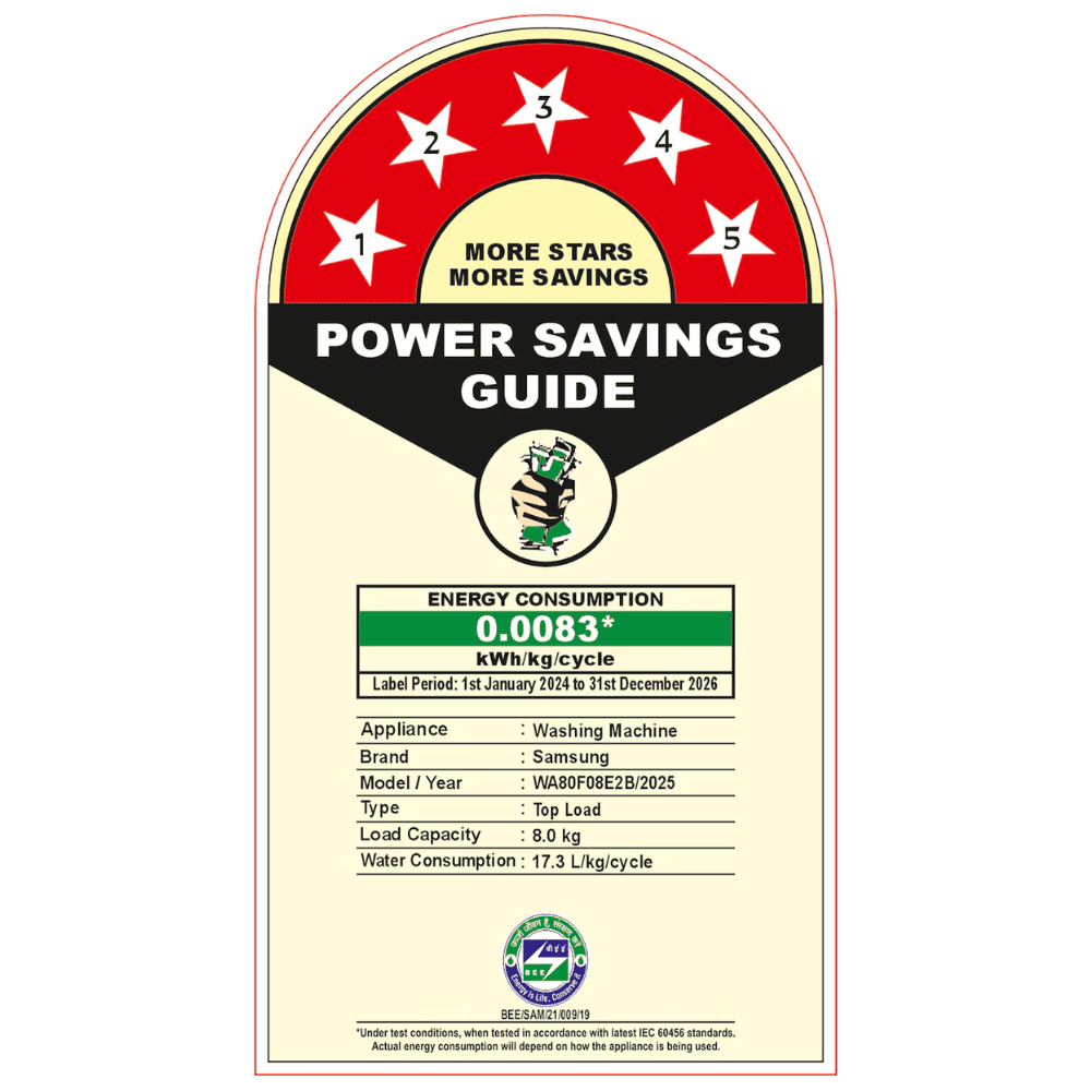 Samsung 8 Kg 5 Star Fully-Automatic Top Load Washing machine (WA80F08E2B,Black)