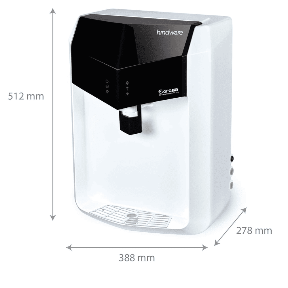 Hindware ELVEA IPro, 7 Ltrs RO+UF+PH +UV+TDS Wall maountable Water Purifier, White & Black