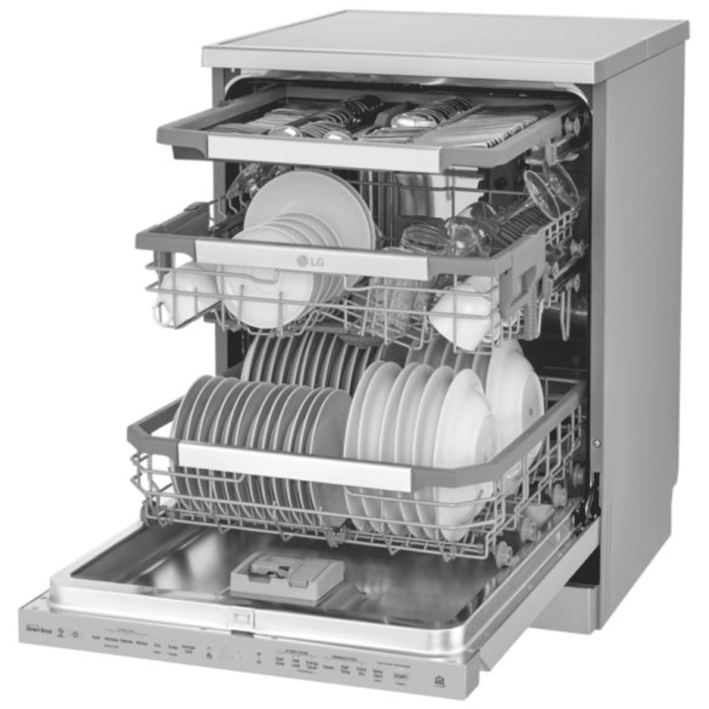 LG 14 Place Settings Free Standing Dishwasher with Inverter Direct Drive Technology (DFB512FP, Platinum Silver)