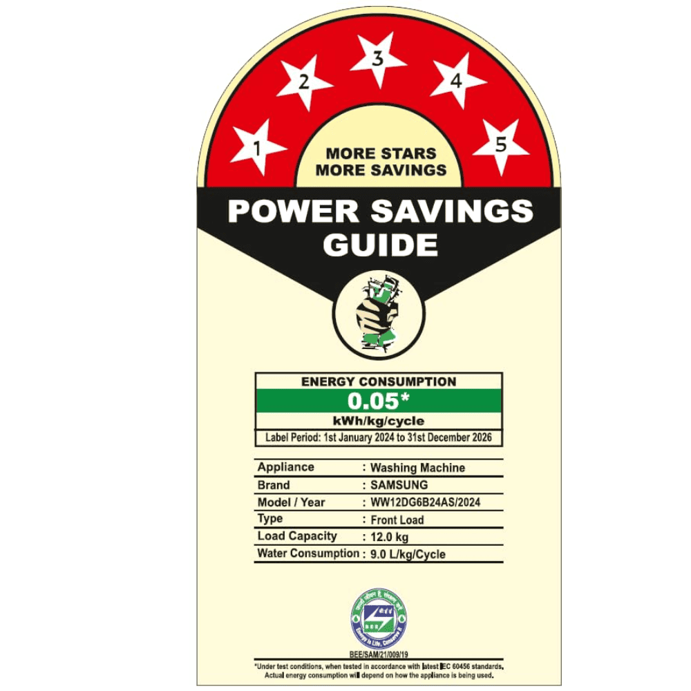 Samsung 12 Kg 5 Star Fully-Automatic Front Load Washing machine (WW12DG5B24AS,Black)