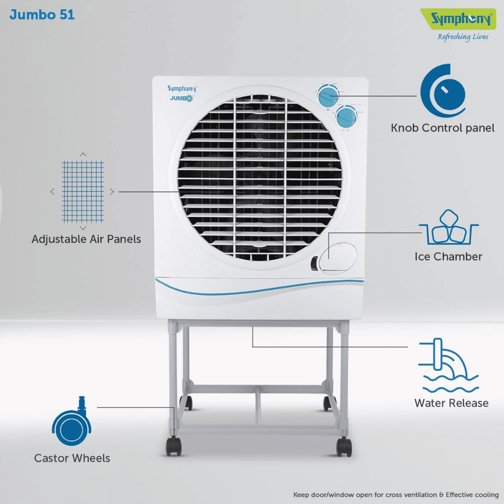 Symphony 51 Ltrs Desert Air Cooler with Trolley (JUMBO51L)