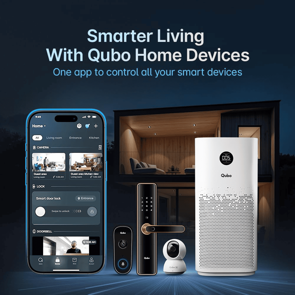Qubo Q1000 Smart Air Purifier with HEPA H13 and Ultra-Quiet BLDC Motor (1000 Sqft,White)