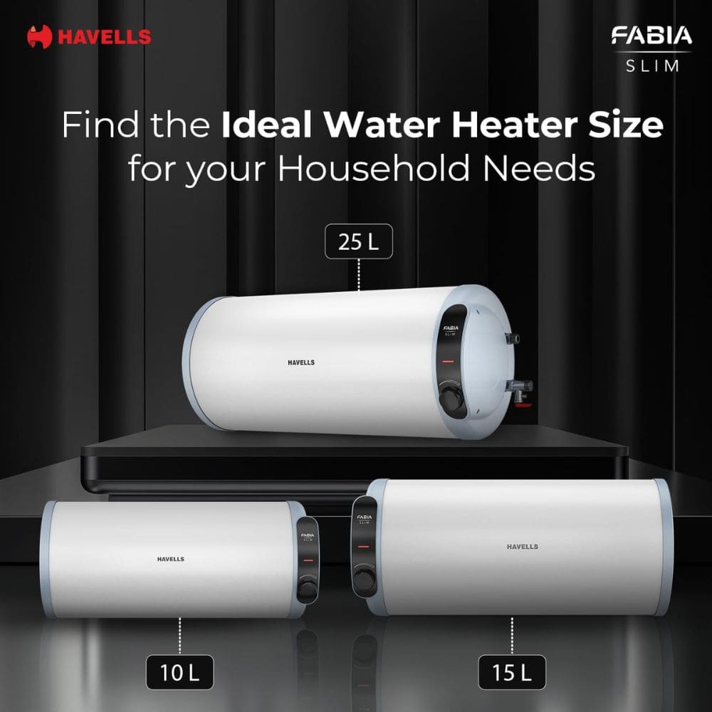 Havells 15 Ltrs Horizontal Storage Water Heater Geyser (Fabia Slim15L-H)