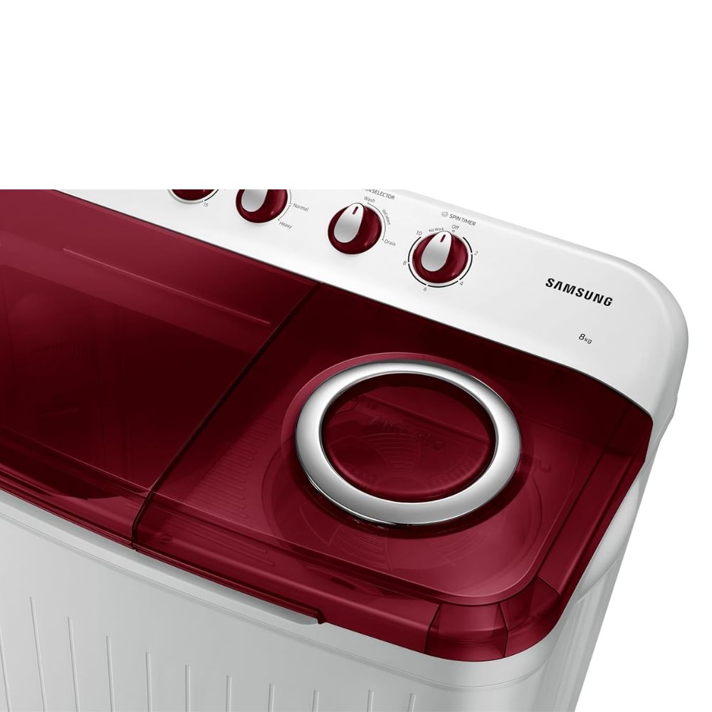 Samsung 8 Kg 5 Star Semi Automatic Top Load Washing Machine (WT80C4000RR, Red & White)