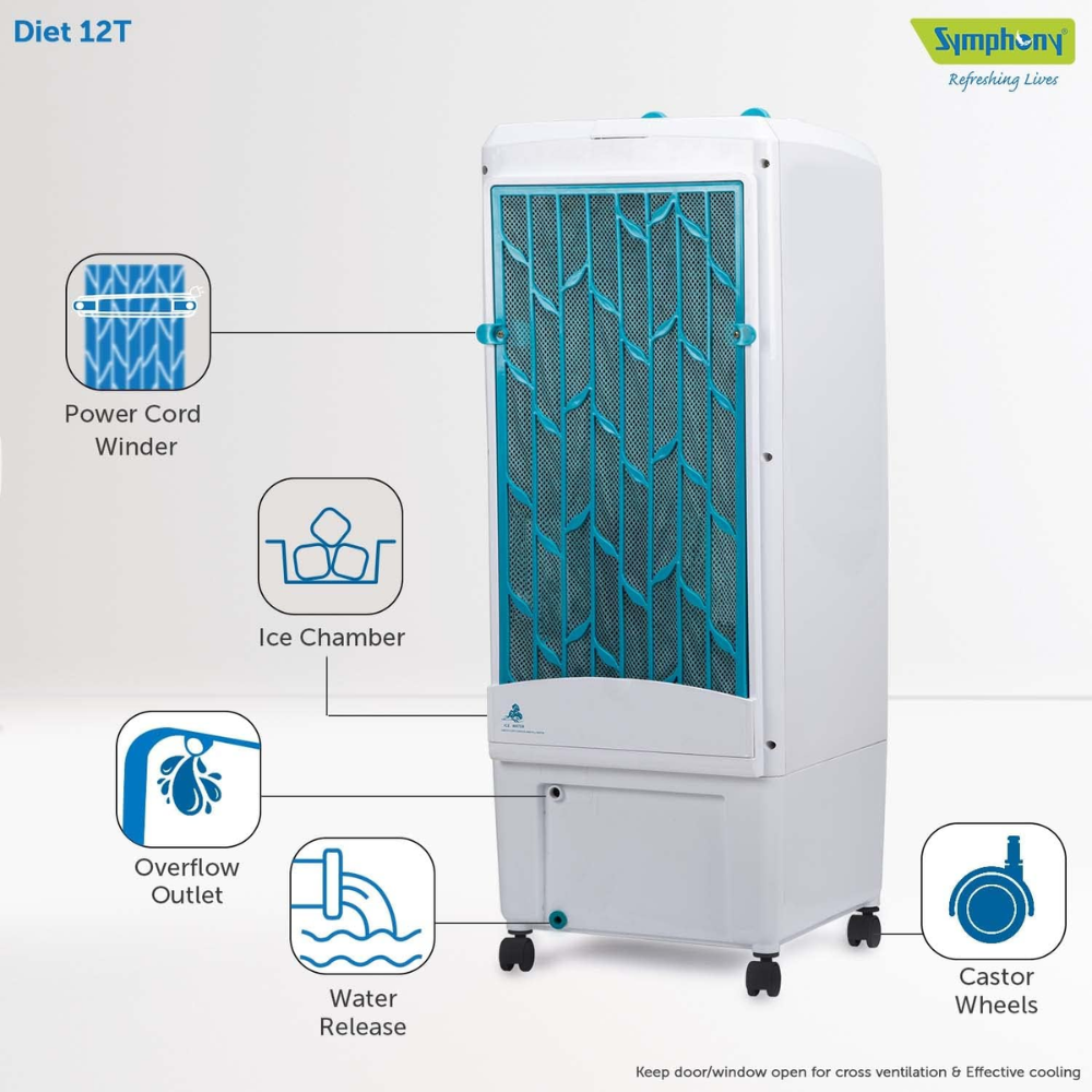 Symphony 12 Ltrs Diet Tower Air Cooler (DIET12T)
