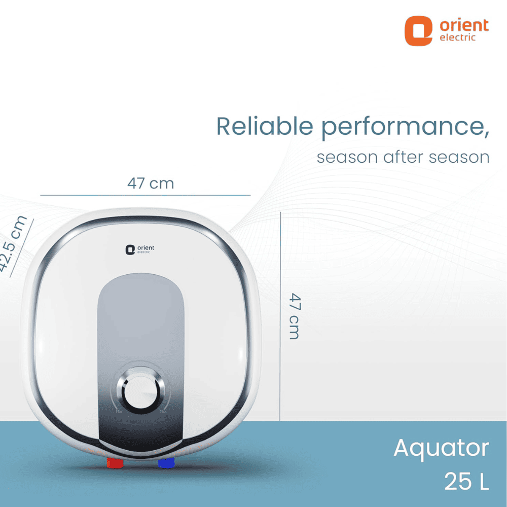 Orient 25 Ltrs Storage 5 Star, Wall Mounting Water Heater Geyser (Aquator +25L, White)