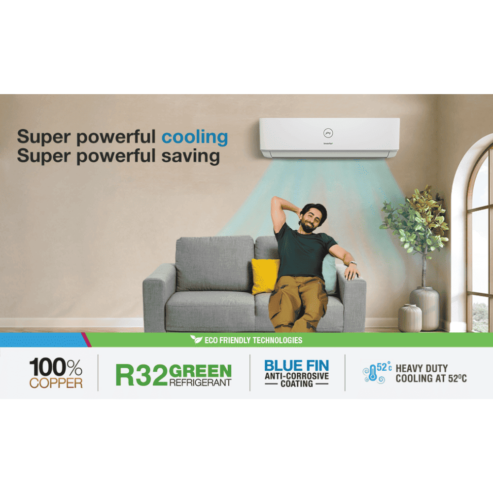 Godrej 1.5 ton 3 Star Inverter Split Air Conditioner Copper (1.5T SIC 18DTC3 VYQ IOT)