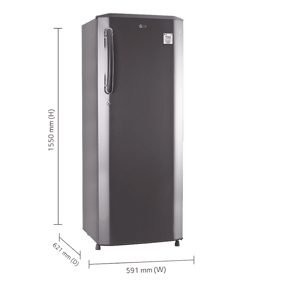 LG 261 Ltrs 3 Star Inverter Direct Cool Single Door Refrigerator (GL-B281BPZX, Shiny Steel)