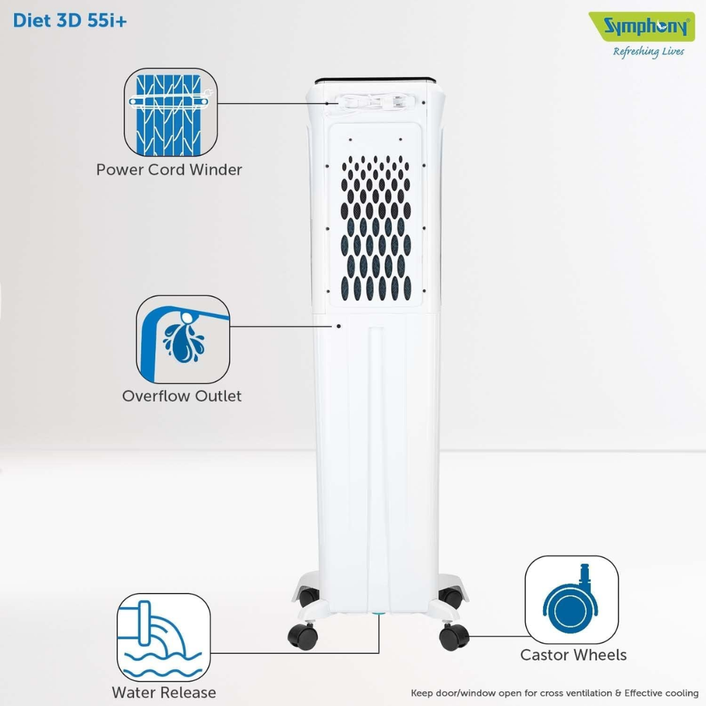 Symphony 55 Ltrs Diet 3D i+ Portable Tower Air Cooler (DIET3D55I+)