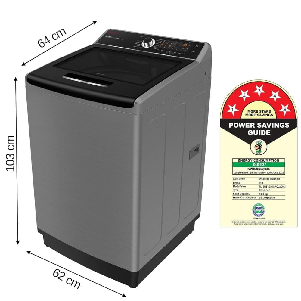 IFB 10 Kg 5 star Fully-Automatic Top Load Washing Machine (TL-SIBS 10.0KG AQUA, Grey)