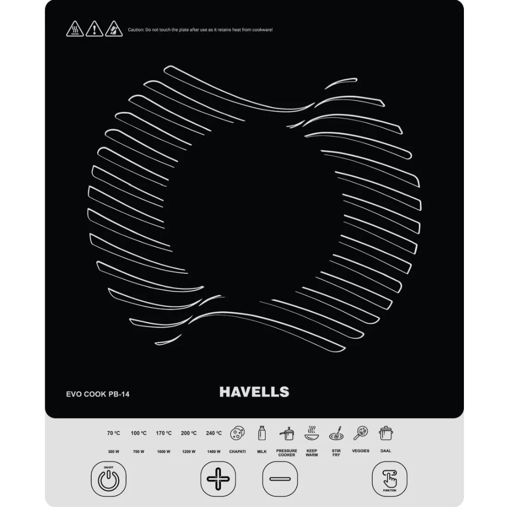 Havells COOK PB14, 1400 Watts Induction Cooktop, Auto Pan Detection Sensor (BLACK)