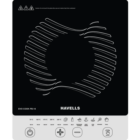 Havells COOK PB14, 1400 Watts Induction Cooktop, Auto Pan Detection Sensor