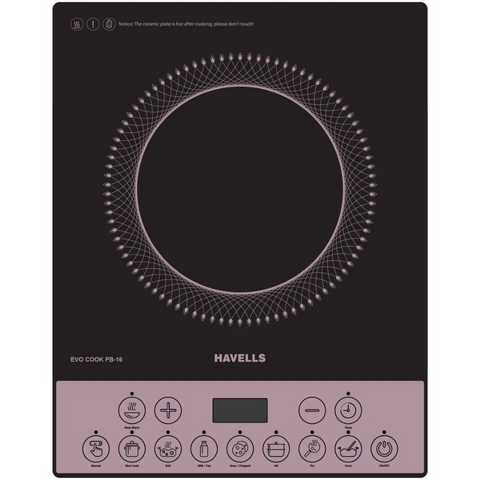 Havells COOK PB16, 1600 Watts Induction Cooktop, Auto Pan Detection Sensor