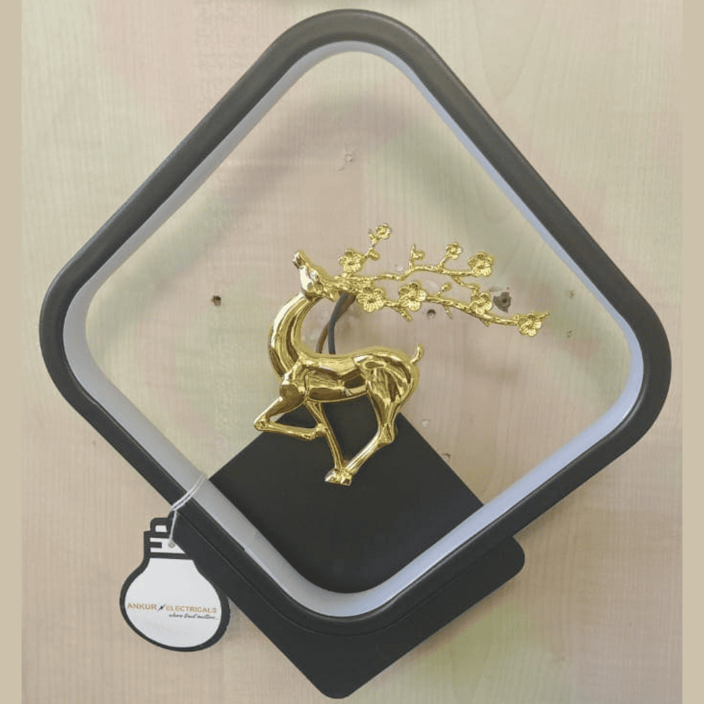 Wall Golden Square Wall Decor Light 3 Color Lighting ( Sq. Decor Light hiran, Cool White)