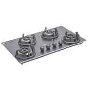 Sujata Hob, 4 Burner 76 cm Auto Ignition Chromium Steel Burner 1 Larg + 1 Medium + 2 Small (FB 4B76, Black)