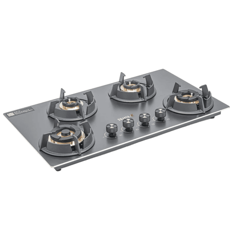 Sujata Hob, 4 Burner 78 cm Auto Ignition Toughened Glass Burner 1 Larg + 1 Medium + 2 Small (Indium 4B78CR, Black)