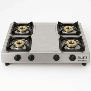 Sujata Cooktop Majestic AI, 4 Burner Auto Ignition Stainless Steel Gas Stove (Silver)