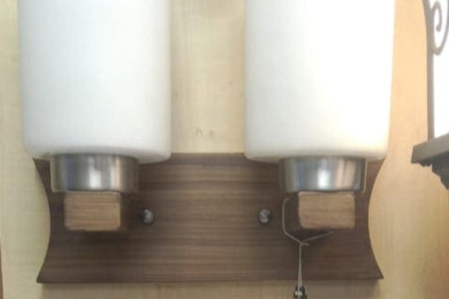 Wall LeArc Designer Lighting Contemporary Glass Wood Wall Double Light (WL1426-2, Brown White)