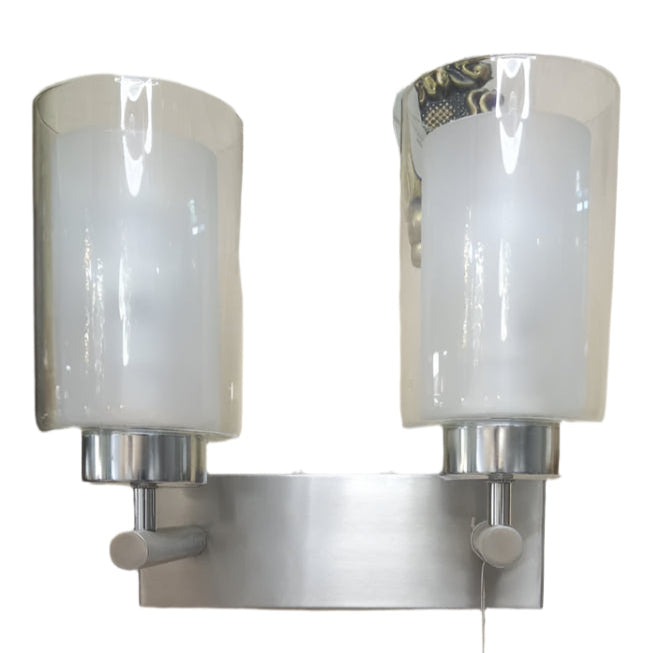 Wall Lamp, Brushed Silver Double Glass Shade for Bathroom and Living Room Bathroom (XB-W1195-1-BN2)