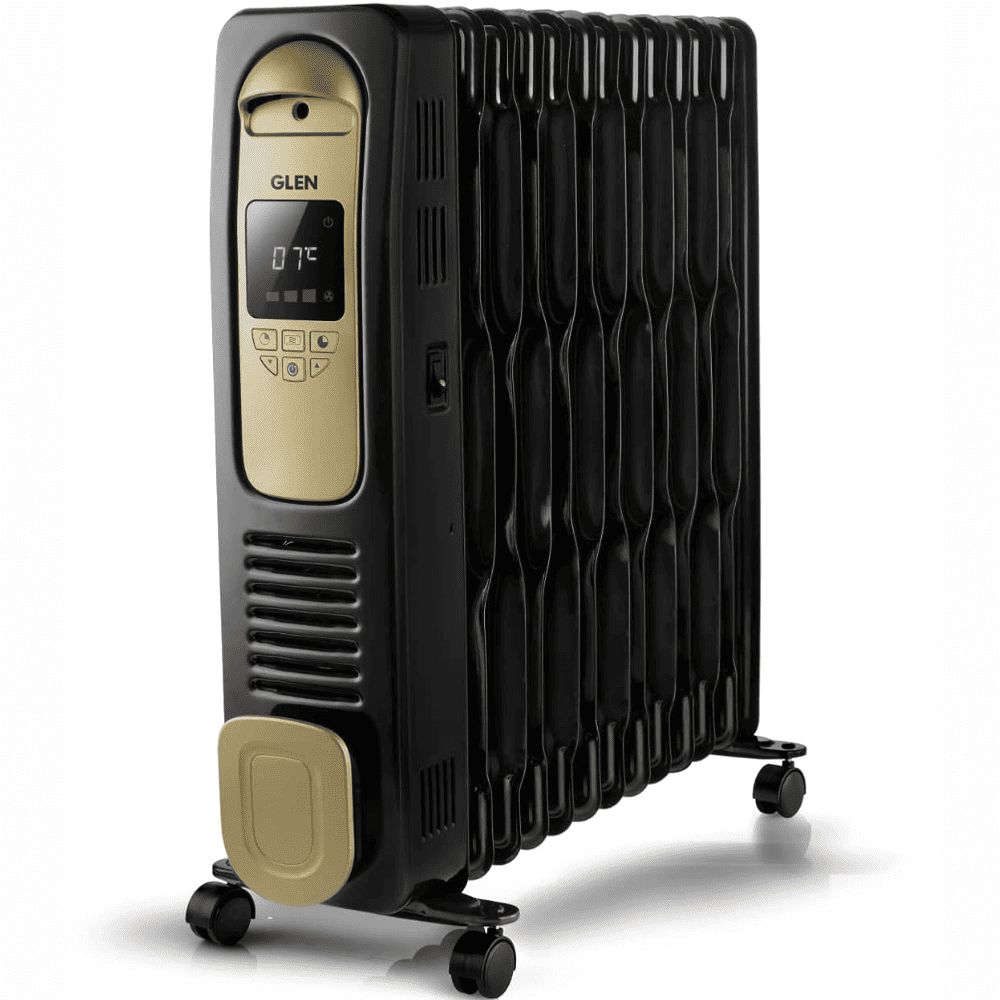 Glen 13 Straight Fins 2900 Watts Electric Oil Filled Digital Room Heater with PTC Fan (Black)