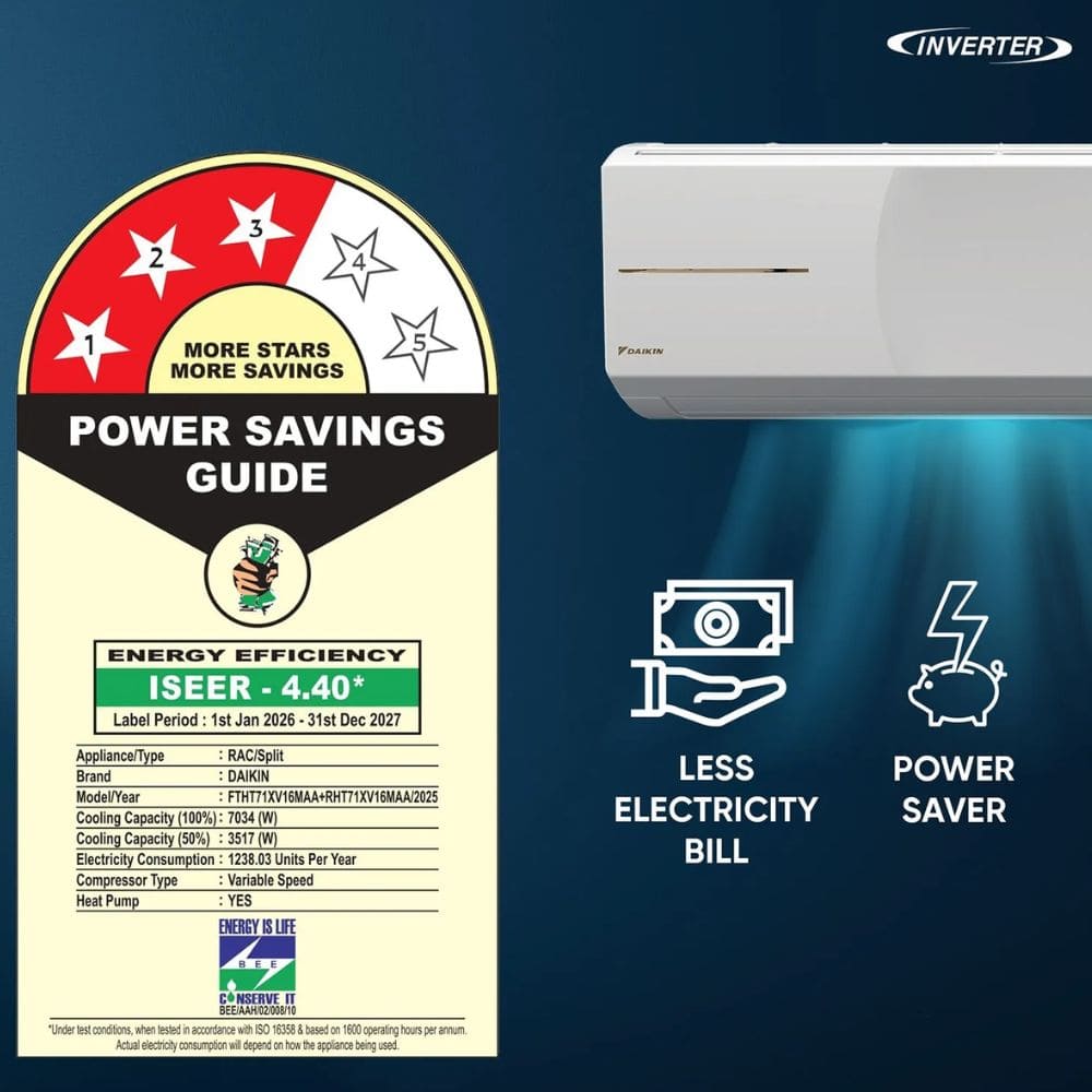 Daikin 2.1 Ton 3 Star Hot & Cold Inverter Split Air Conditioner (FTHT71XV16MAA)