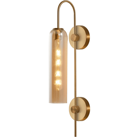 Wall Light Bokt 1 Light Modern Amber, Brushed Brass Tube Gold Wall Lamp Light for Bathroom Vanity Bedroom Living Room (Gold)